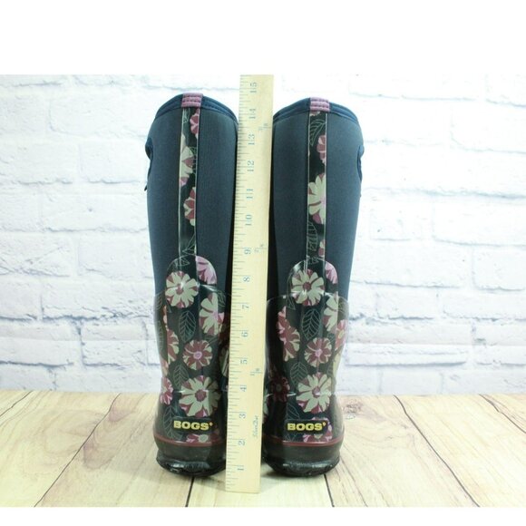 Bogs Classic Multicolor Rubber Pull On Floral Waterproof Tall Winter Boots Sz 7 - Picture 6 of 9